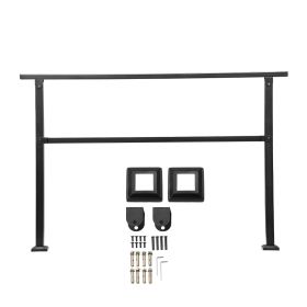 Outdoor Handrails for Steps, 4-5 Step Stair Rail Kit, Black Square Tube with Horizontal Bar, Carbon Steel Support Rails for Seniors