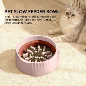 Pink dual-purpose slow food bowl, fast/slow food can be freely switched to adapt to different pet eating habits, cross-border hot selling pet sup