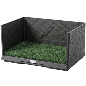 Dog Grass Pad with High Walls and Tray, Indoor Potty Tray for Puppy Training, Pee Pad Holder with Artificial Grass