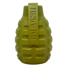 USA-K9 Grenade Shaped eDispenser Durable Dog Chew Toy & Treat Dispenser - Army Green